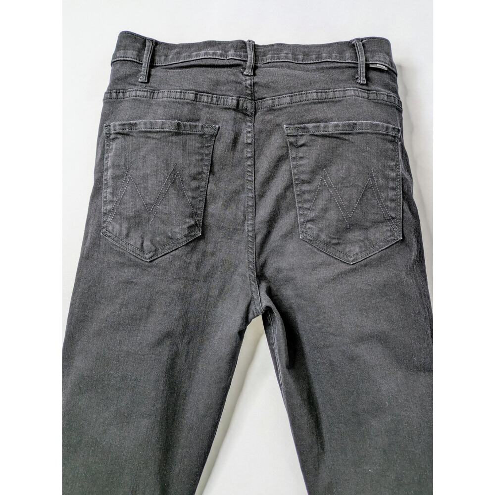 MOTHER Hustler Ankle Fray Jeans 30 Black High Rise Crop Raw Hem Not Guilty - Picture 8 of 15